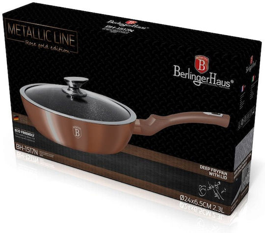 Berlinger Haus Rosegold Cast Aluminum Pan with Lid and Stone Interior Coating 24cm