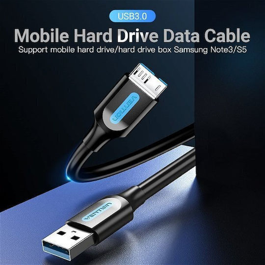 Vention Regular USB 3.0 to micro USB Cable Μαύρο 0.5m 1τμχ