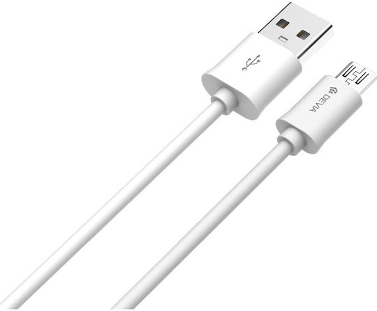 Devia Regular USB 2.0 to micro USB Cable Λευκό 2m (DVCB-312045)