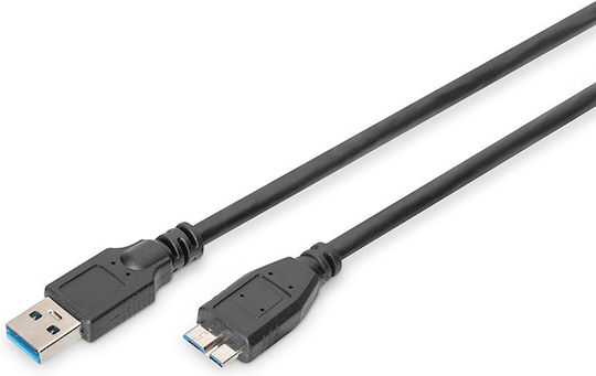 Digitus AK-300116-010-S Regular USB 3.0 to micro USB Cable Μαύρο 1m AK-300116-010-S 1τμχ