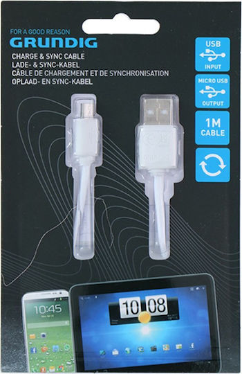 Grundig Regular USB 2.0 to micro USB Cable Λευκό 1m (86339)