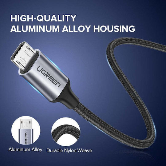 Ugreen US290 1m Regular USB 2.0 to micro USB Cable Silver (60151)