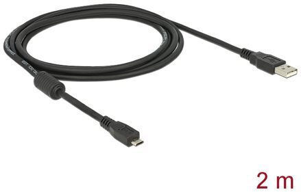 DeLock Regular USB 2.0 to micro USB Cable Μαύρο 2m (82335)