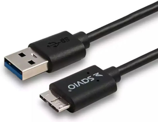 Savio Regular USB 3.0 to micro USB Cable Μαύρο 1m (CL-102)