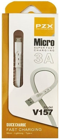 PZX Regular USB 2.0 to micro USB Cable Λευκό 1m (698)