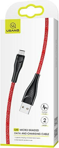 Usams U41 Geflochten USB 2.0 auf Micro-USB-Kabel Rot 2m (SJ396USB02) 1Stück