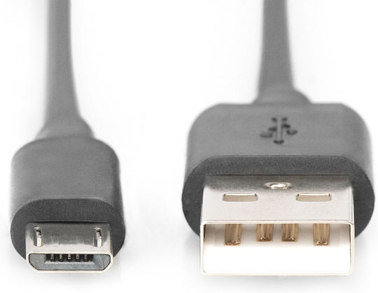 Digitus Regular USB 2.0 to micro USB Cable Μαύρο 1.8m (AK-300110-018-S)