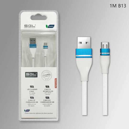 SGL 1m Regular USB 2.0 to micro USB Cable White (099217)