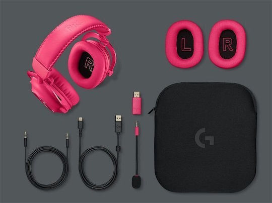 Logitech Pro X 2 Lightspeed Wireless Over Ear Gaming Headset with Connection 3.5mm / Bluetooth Pink