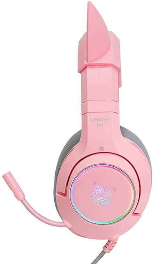 Onikuma K9 Auf dem Ohr Gaming-Headset mit Verbindung 3,5mm / USB Rosa