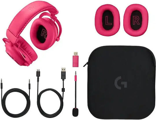 Logitech Pro X 2 Lightspeed Wireless Over Ear Gaming Headset with Connection 3.5mm / Bluetooth Pink