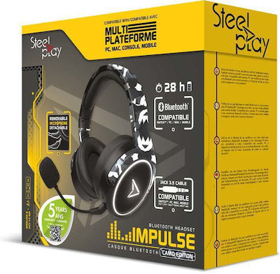 Steelplay Impulse Fără fir Peste ureche Gaming Headset cu conexiune 3,5mm / Bluetooth Negru