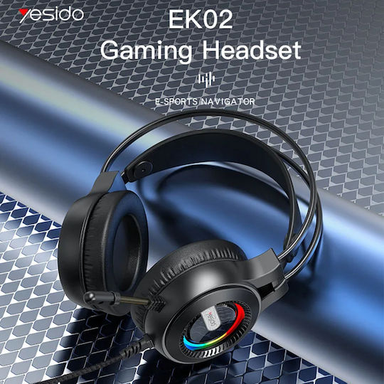 Yesido EK02 Надушници Гейминг Слушалки с Свързаност 2x3,5 мм USB за PC PS4 PS5 XBOX