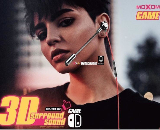 Moxom MX-EP24 GM In Ear Gaming Headset with Connection 3.5mm Red