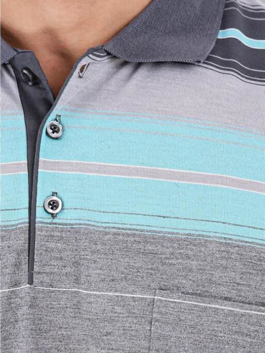 Color Colucci Bluza Bărbătească Polo Stripe-mint-grey