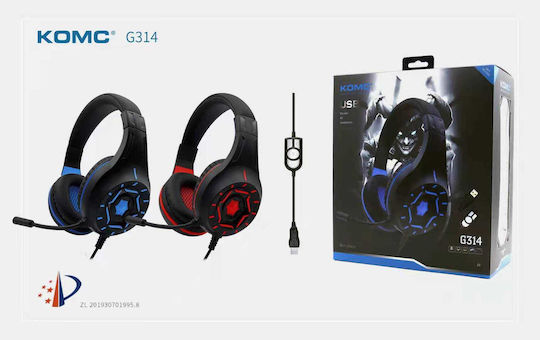 Komc G314 Over Ear Gaming Headset με σύνδεση USB Κόκκινο