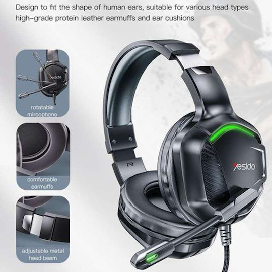 Yesido EK01 Über Ohr Gaming-Headset mit Verbindung 3,5mm Schwarz