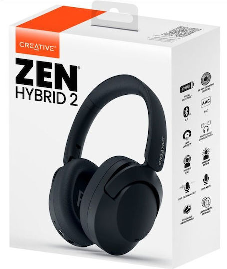 Creative Zen Hybrid 2 Wireless Wired Over Ear Headphones With 67 Hours Playing Time And Quick Charge Black