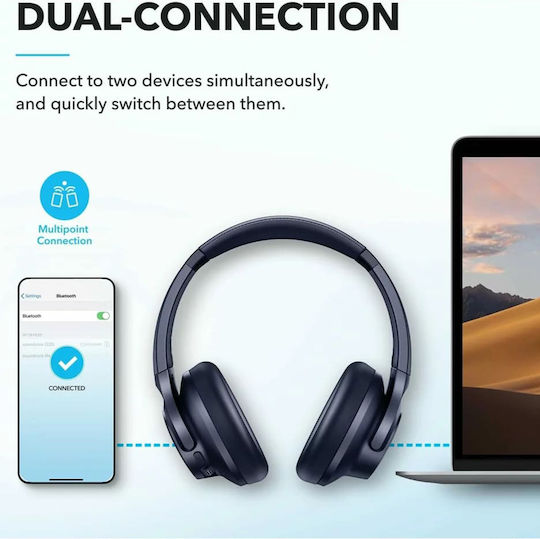 Soundcore by Anker Q20i Wireless / Wired Over Ear Headphones with 40 hours of Operation and Quick Charge Blue