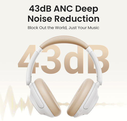 Ugreen HP202 HiTune Max5 Ασύρματα / Ενσύρματα Over Ear Ακουστικά με 90 ώρες Λειτουργίας και Quick Charge Λευκά