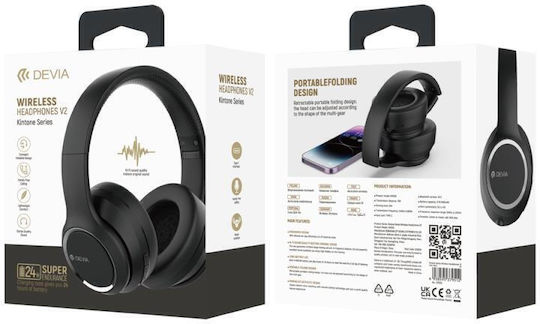 Devia Kintone V2 Wireless / Wired Over Ear Headphones with 24 hours of Operation Black