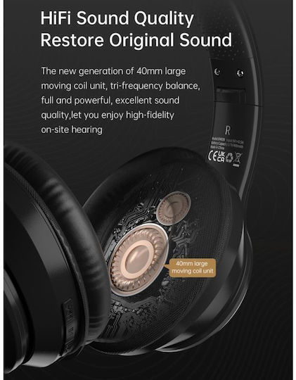 Devia Kintone V2 Wireless / Wired Over Ear Headphones with 24 hours of Operation Black