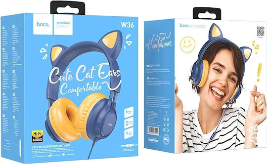 Hoco W36 Wired On Ear Headphones Blue