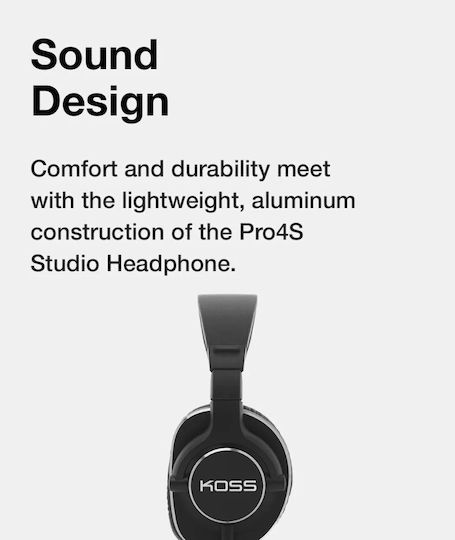 Koss Pro4S Wired Over Ear Headphones Black