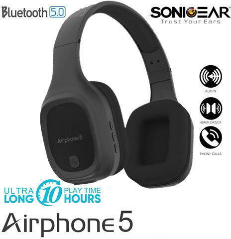 Sonic Gear Airphone 5 Fără fir / Cu fir Over Ear Căști cu 10 ore de Funcționare Albastre