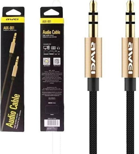 Awei 3.5mm Jack Cable 3.5mm Male - 3.5mm Male Black 1m 888117
