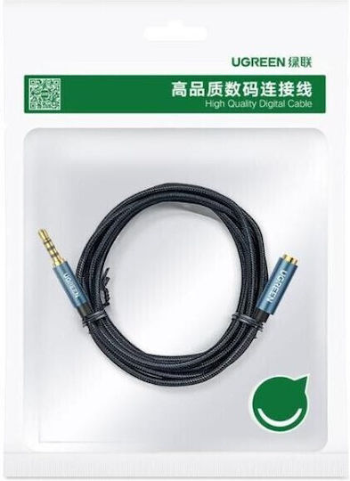 Ugreen TRRS 3.5mm Male to 3.5mm Female Audio Cable Blue 0.5m with Gold Plated Terminals 40672