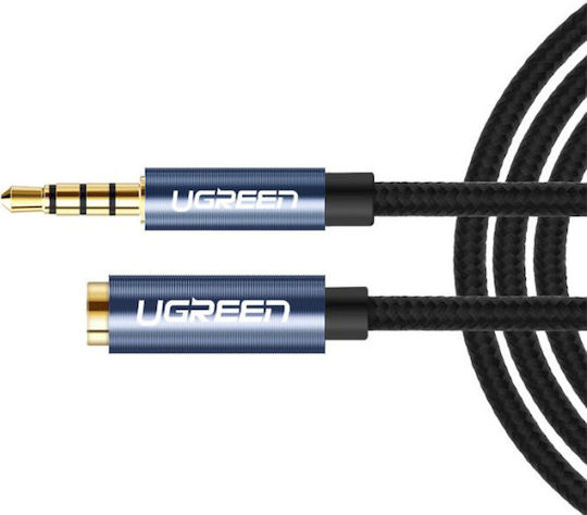 Ugreen TRRS 3.5mm Male to 3.5mm Female Audio Cable Blue 0.5m with Gold Plated Terminals 40672