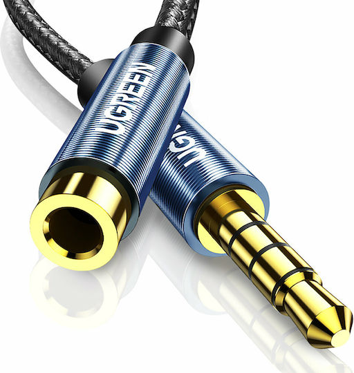Ugreen TRRS 3.5mm Male to 3.5mm Female Audio Cable Blue 0.5m with Gold Plated Terminals 40672