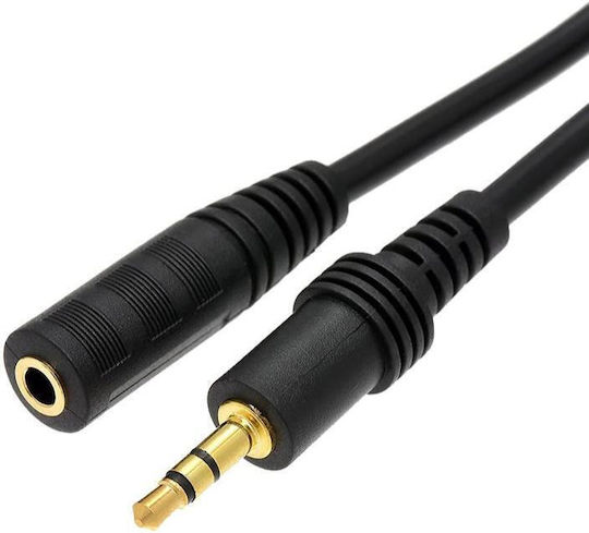 KAL Electronics Καλώδιο Ήχου 3.5mm male - 3.5mm female Μαύρο 1.5m με Επίχρυσους Ακροδέκτες 30178