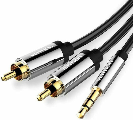 Vention Καλώδιο Ήχου 3.5mm male - 2x RCA male Μαύρο 1m με Επίχρυσους Ακροδέκτες BCFBF