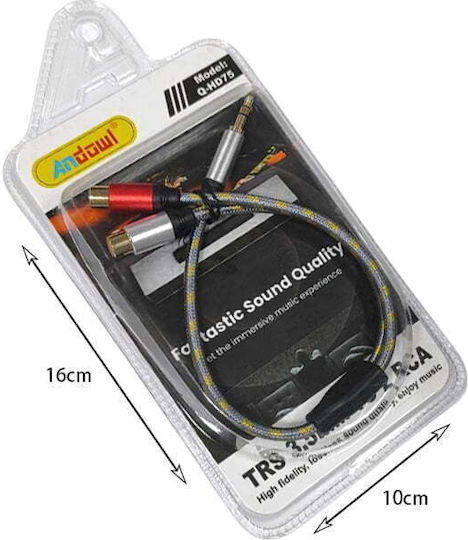 Andowl Audio Cable 3.5mm Male - 2x RCA Female Black Q-HD75