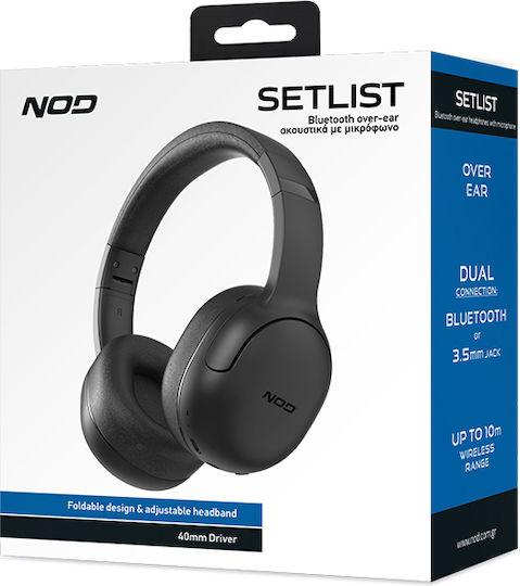 NOD 141-0251 Ασύρματα / Ενσύρματα On Ear Ακουστικά με 20 ώρες Λειτουργίας Μαύρα