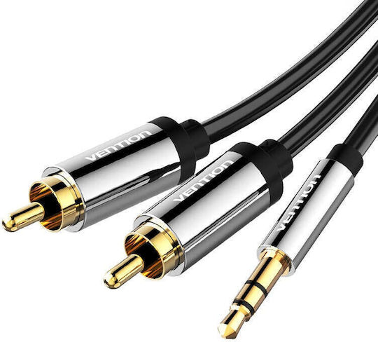 Vention Vention 3.5mm Jack Cable - 2x RCA Male Black Length 3m
