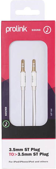 Prolink Prolink 3.5mm Jack Cable - 3.5mm Male to 3.5mm Male White 2m with Gold Plated Terminals MP146
