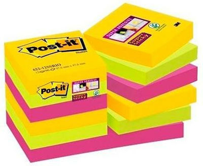 Set of Post-it Super Sticky Memo Pads Multicolor 47.6 X 47.6 Mm 3 Units