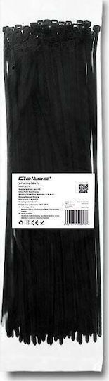 Qoltec Πλαστικά Δεματικά Καλωδίων 350mmx4.8mm σε Μαύρο χρώμα (100τμχ) 52210