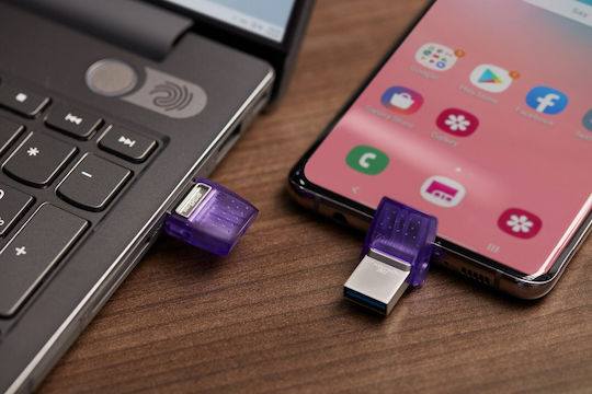Kingston DataTraveler MicroDuo 3C 256GB USB 3.2 Stick with connection USB-A & USB-C Purple