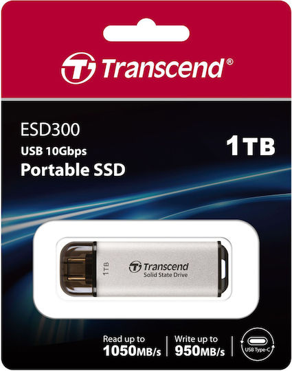Transcend Esd300s 1TB USB 3.2 SSD Stick mit Verbindung USB-C Gray