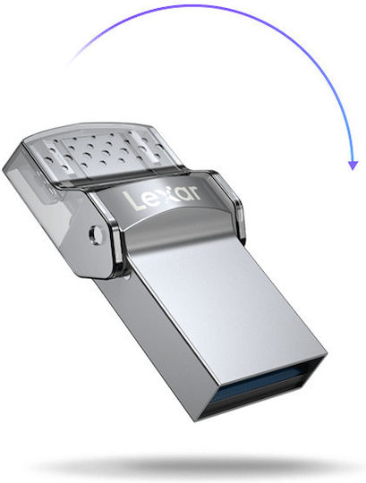 Lexar JumpDrive Dual Drive D35c 128GB USB 3.0 Stick με σύνδεση USB-A & USB-C Ασημί