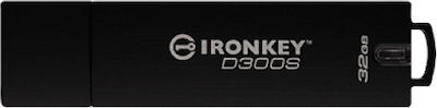 Kingston IronKey D300 Serialized 32GB USB 3.1 Stick Black