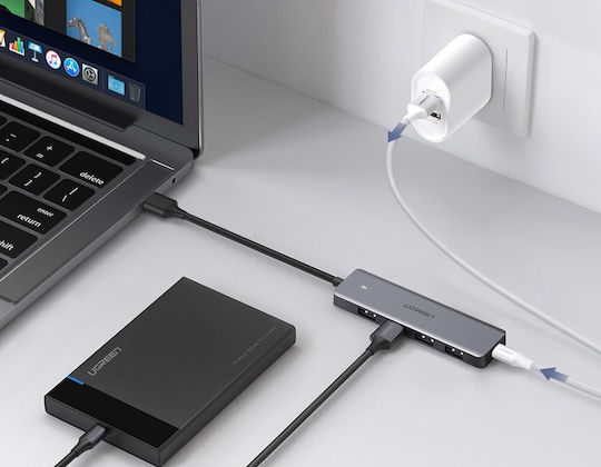 Ugreen CM219 Hub 4 Anschlüsse USB 3.0 mit USB-A Anschluss Grau