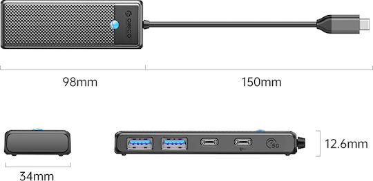 Orico USB 3.0 4-Port Hub with USB-C Connection