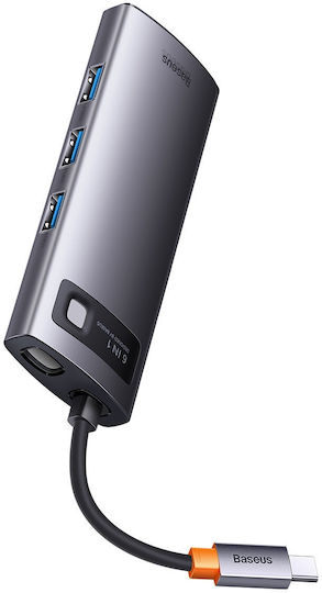 Baseus Hub 6 Θυρών USB 3.0 με σύνδεση USB-C Γκρι