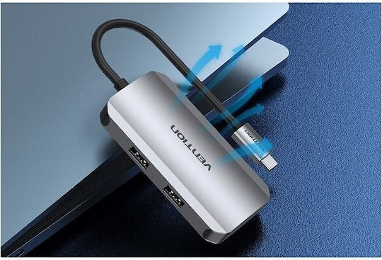 Vention Hub 3 Θυρών USB 3.0 με σύνδεση USB-C Γκρι