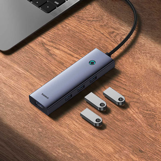 Baseus UltraJoy Hub 4 Θυρών USB 3.0 με σύνδεση USB-A Γκρι